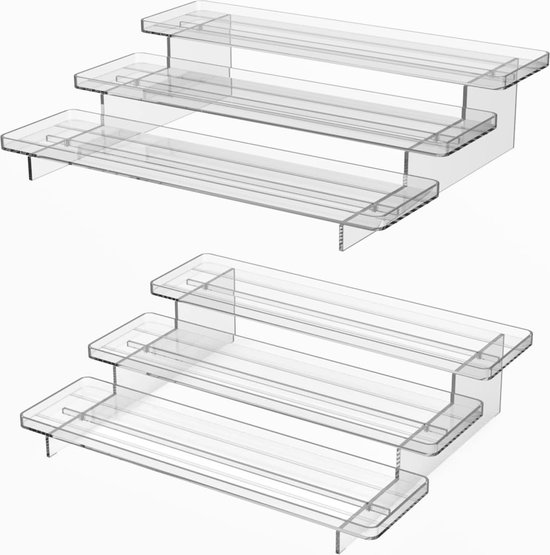 YMYNY Standregal keukenrek, kruidenhouder, 3-traps, voor het werkblad, natuurlijke kleur HSR006N