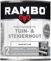 Rambo Pantserbeits Tuin & Steigerhout - Dekkend - Zijdeglans - Waterproof - Puurwit - White - 0.75L