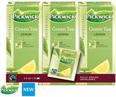 Pickwick Groene thee limoen professioneel, 3 doosjes met 25 zakjes à 2 gr, per doos
