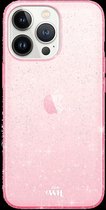 xoxo Wildhearts siliconen glitter hoesje - Sparkle Away Pink - Geschikt voor iPhone 14 Pro Max - Shockproof case met glitters - Roze