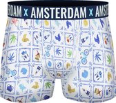 Boxershort - Heren - 2 pack - Amsterdam - Wit/Blauw Tegelmotief maat M