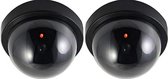 Dummy Camera (2 pack) - Beveiliging buiten en binnen - Beveiligingscamera - Waterdicht - Met LED indicator - Zonder baterijen - Nep camera - 35W - Rond - Zwart