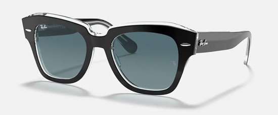 Ray-Ban Wayfarer State Street Black On Transparent/ Blue Gradient Grey Maat: Medium (52) - Zonnebril - - RB2186-12943M