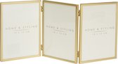 Home & Styling Fotolijst - opvouwbaar - goud - voor 3 fotos van 13 x 18 cm - drieluik harmonica lijst