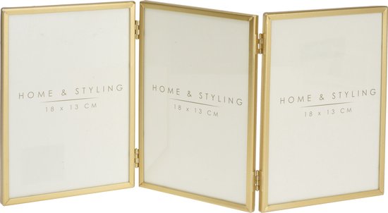 Home Styling Fotolijst - opvouwbaar - goud - voor 3 fotos van 13 x 18 - drieluik... | bol.com
