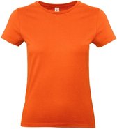 Basic dames t-shirt oranje met ronde hals - Oranje dameskleding casual shirts M