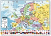 Europa kaart poster - 140 x 100cm - Europese landen - XXL - Wanddecoratie