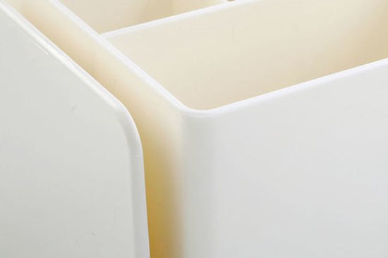 Bureau Organizer – Pennenhouder – Pennenbak – Kleur Wit/Eierschaalgeel– Lichte Kunststof - Opbergsysteem – Bureau Accessoires – Uittrekbaar Gedeelte – Afmetingen 21 cm... - Afbeelding 6