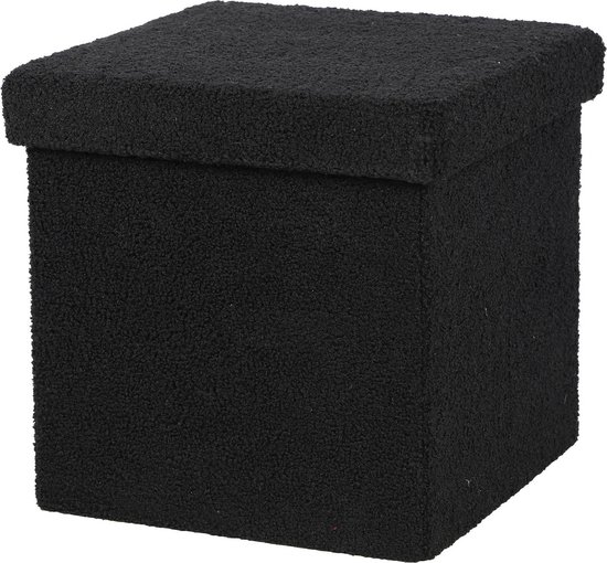 Urban Living Poef Teddy BOX - hocker - opbergbox - polyester/mdf - 38 38 - opvouwbaar