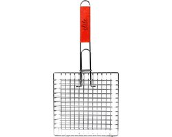 Elite BBQ/barbecue rooster - klem grill - metaal/hout - 28x58x1 cm - vlees/vis/groente