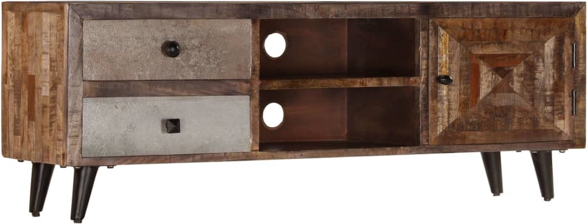 vidaXL Houten Tv-stand - Tv-meubel - Tv-meubel 118x30x40 cm massief mangohout - Mangohout Meubilair - Rustic Decor - Salontafel