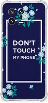 Shockproof Case Xiaomi 13 Smartphonehoesje met transparante rand Flowers Blue Don't Touch My Phone