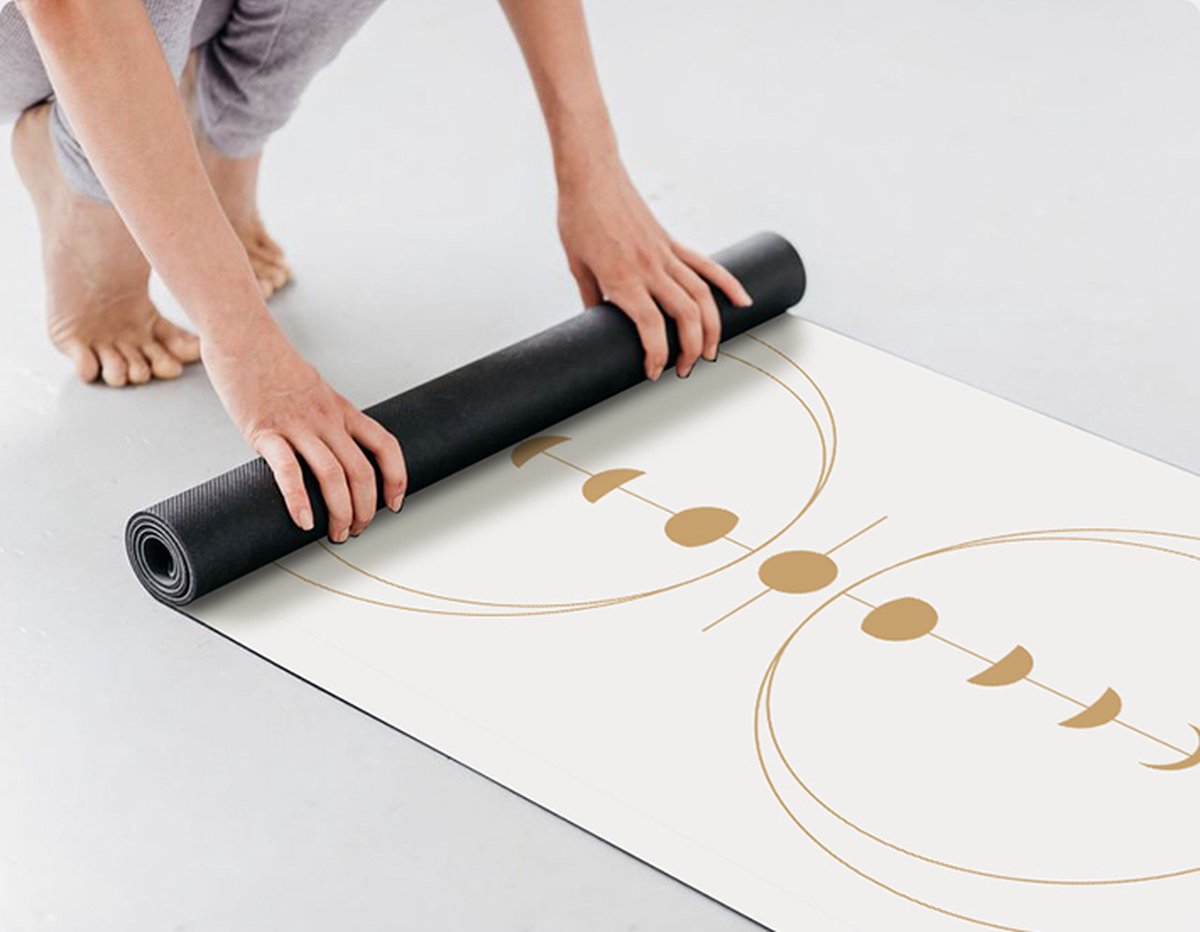 Rubberen Yoga Mat - 183x68 cm - 4mm - White & Gold