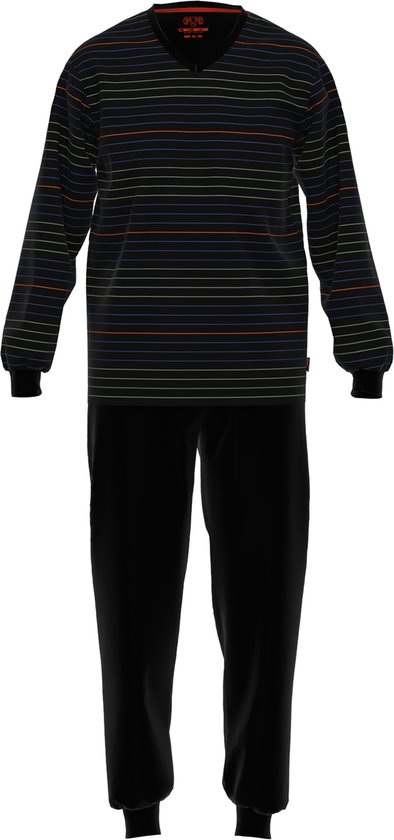 CECEBA Pure Cotton - heren pyjama met gestreepte top - zwart - Maat 8XL