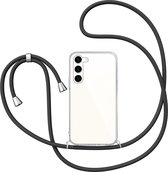 Hoesje met Koord geschikt voor Samsung Galaxy S23 - Back Cover Siliconen Case Transparant Hoes Zwart