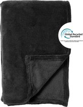 Dutch Decor - SIDNEY - Plaid 140x180 cm - Fleece deken van 100% gerecycled polyester – superzacht - Eco Line collectie - Raven - zwart