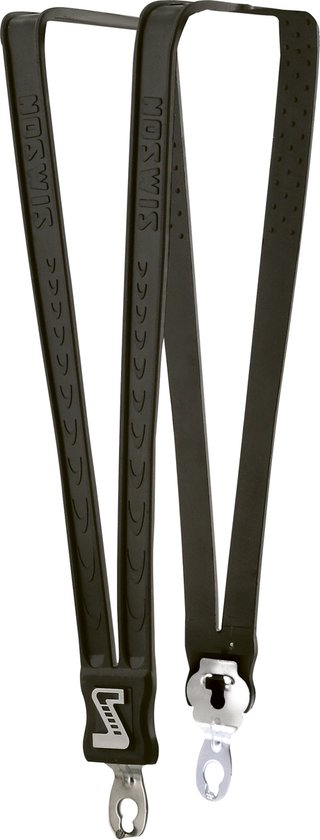 Tendeurs noirs Simson avec clips métalliques et logo S argenté, motif sur les sangles.