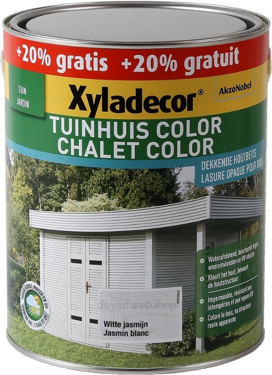 Xyladecor Tuinhuis Color - Houtbeits - Mat - Witte Jasmijn Promo - |