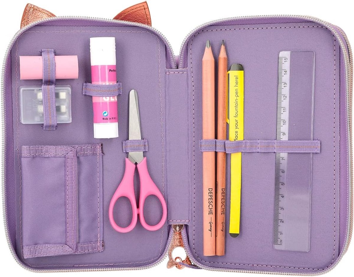 Trousse scolaire Licorne 3 compartiments rempli - KL-KL10855 - Stesha