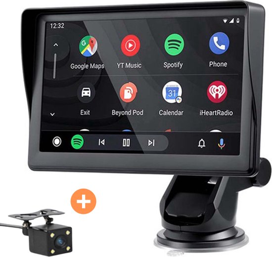 Navigatiesysteem 7 Inch Geschikt voor Apple CarPlay (Draadloos) en Android Auto – Touchscreen - Incl. Achteruitrijcamera - 2023 Model Autoradio - Universeel Geschikt voor alle Auto's