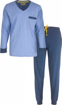 MEPYH1306A MEQ Heren Pyjama Set Lange mouw - 100% Gekamde Katoen - Licht Blauw - Maat XL