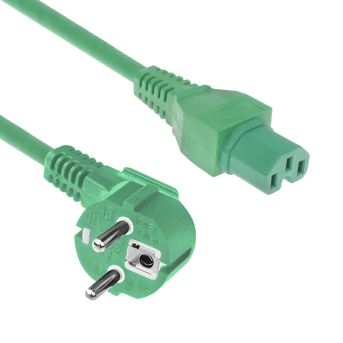 ACT Netsnoer Schuko CEE 7/7 male (haaks) - C15 IEC 60320 groen 2 m AK5319