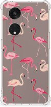 Hoesje met naam OPPO Reno8 T 5G Telefoonhoesje met doorzichtige rand Flamingo