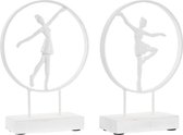 Decoratieve figuren DKD Home Decor Ballerina Aluminium Wit Mangohout Modern (23 x 9 x 33 cm) (2 Stuks)