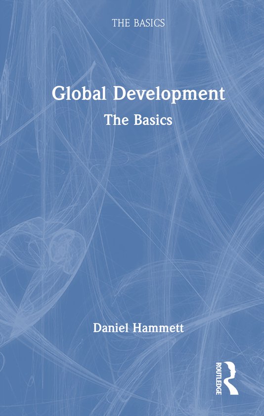 Couverture du livre 'Global Development: The Basics' par Daniel Hammett, sur fond bleu avec des lignes blanches.