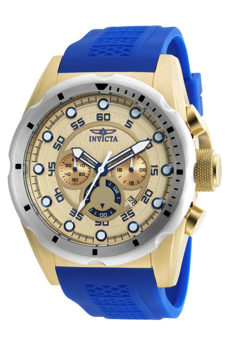 Invicta Speedway 20307 Heren Horloge - Waterdicht - Analoog - Quartz Uurwerk - Roestvrij Staal met gouden Wijzerplaat - 50mm