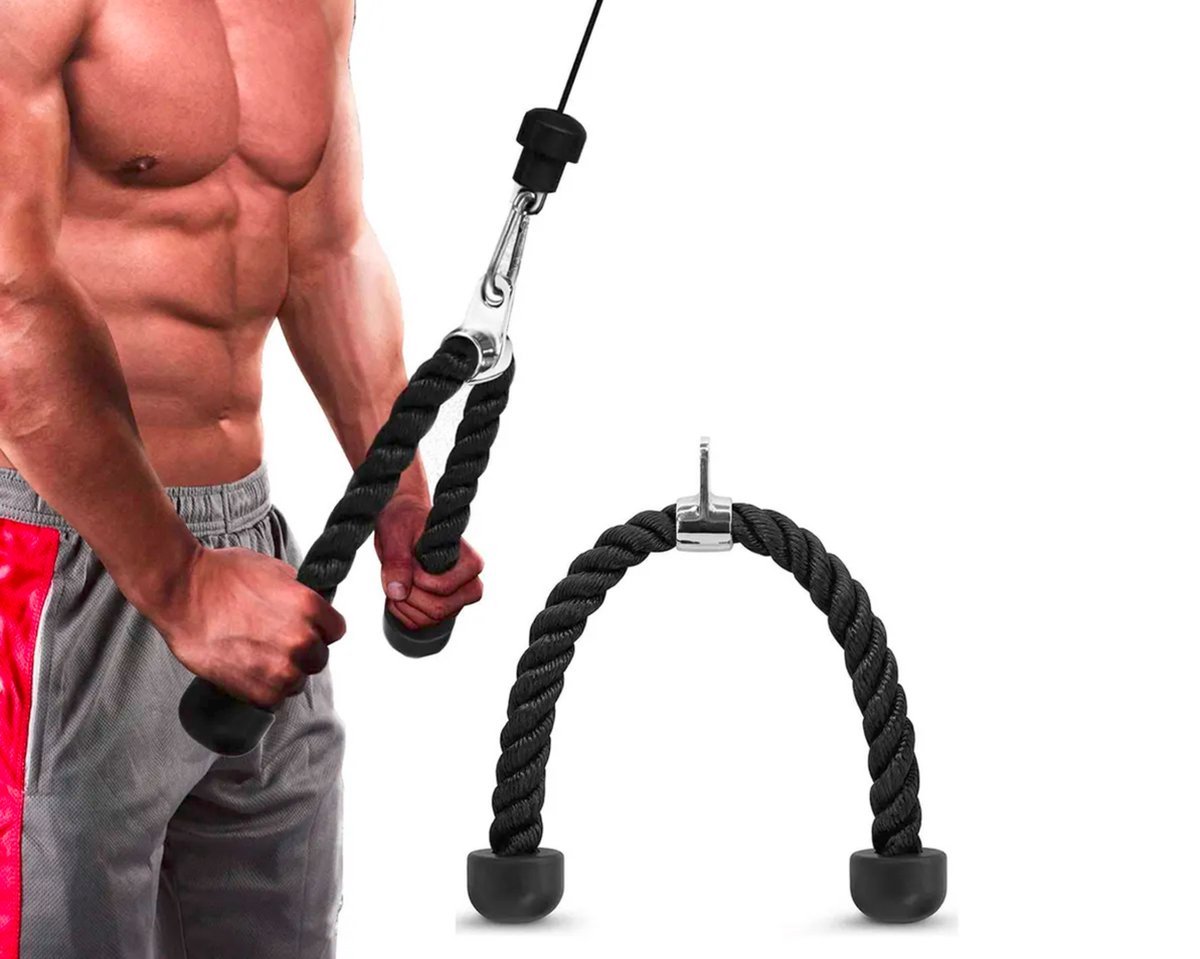 CHPN - Tricep rope - Triceps trainen - Fitness tool - Fitness - Krachttraining - Zwart - Nylon - Fintesstouw - Rope