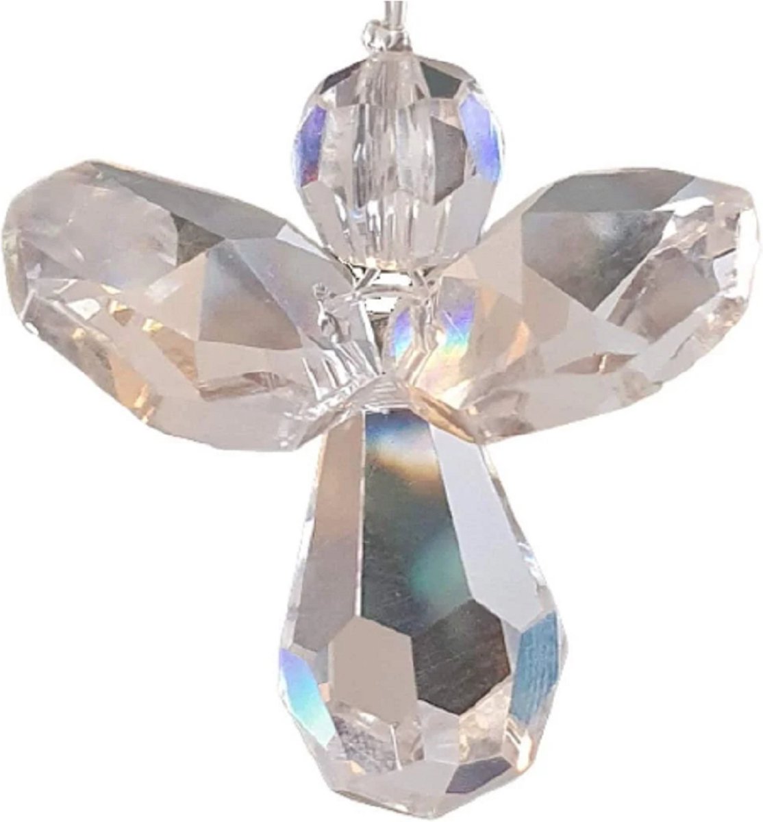 Beschermengel Raamhanger transparant, gemaakt met o.a. swarovski kristal, raamdecoratie, raamkristal, fengshui, crystal, kersthanger, kerst ornament, kerst, cadeau, geluksengel, beschermengel, engel, engeltje, autohanger, kerstpakket
