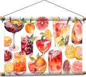 Textielposter - Geketende Cocktails met Fruitstukken - 60x40 cm Foto op Textiel