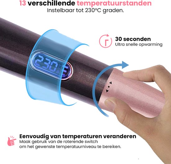 Premium 2-in-1 Stijltang en Krultang - Elektrische Haarstyler - Cadeautip - Met Gratis Accessoires - Krultang - Titanium Stijltang - Zwart