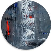 Dibond Muurcirkel - Kleine Zwarte, Witte en Rode Vegen op Grijze Achtergrond - 50x50 cm Foto op Aluminium Muurcirkel (met ophangsysteem)