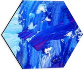 Dibond Hexagon - Lichtblauwe en Donkerblauwe Verfmix - 30x26.1 cm Foto op Hexagon (Met Ophangsysteem)