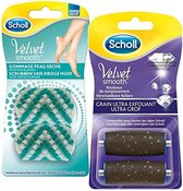 Scholl rollers & Scholl Skin Scrub - Velvet Smooth Diamond Replacement Roller Heads ( 2 Pcs, Extra Rough ) Spare Heads -