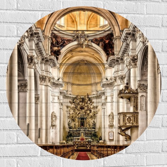 Muursticker Cirkel - Altaar van Grote Witte Kathedraal - 90x90 cm Foto op Muursticker