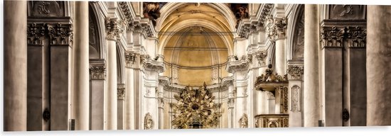 Dibond - Altaar van Grote Witte Kathedraal - 120x40 cm Foto op Aluminium (Wanddecoratie van metaal)