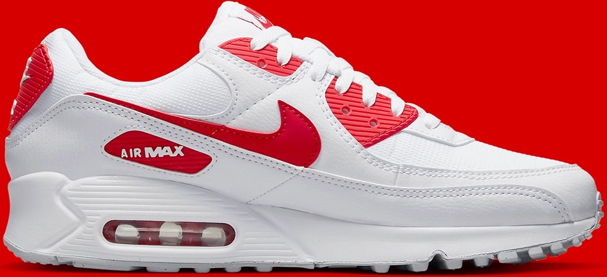 Nike Air Max 90 Wit Rood Heren Sneaker DX8966 100 Maat 43 bol