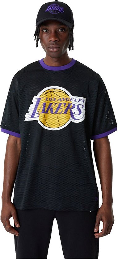 New Era 60357111 Nba Team Logo Mesh Los Angeles Lakers T-shirt Met Korte Mouwen Zwart M Man