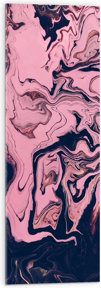 Acrylglas - Gemixte Verf in Roze en Blauwe Kleuren - 30x90 cm Foto op Acrylglas (Wanddecoratie op Acrylaat)