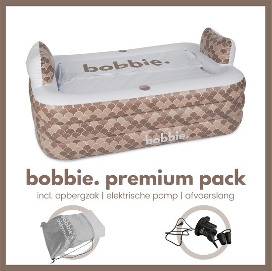 bobbie. taupe - Premium Pack - Opblaasbaar ligbad voor 2 personen - incl. afdekzeil - geschikt voor binnen en buiten - zitbad - ijsbad - bath bucket - opvouwbaar bad