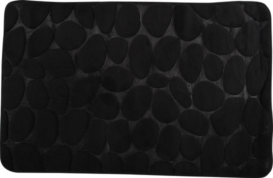 MSV Badkamerkleedje/badmat tapijt - kiezel motief - vloermat - zwart - 50 x 80 cm - laagpolig