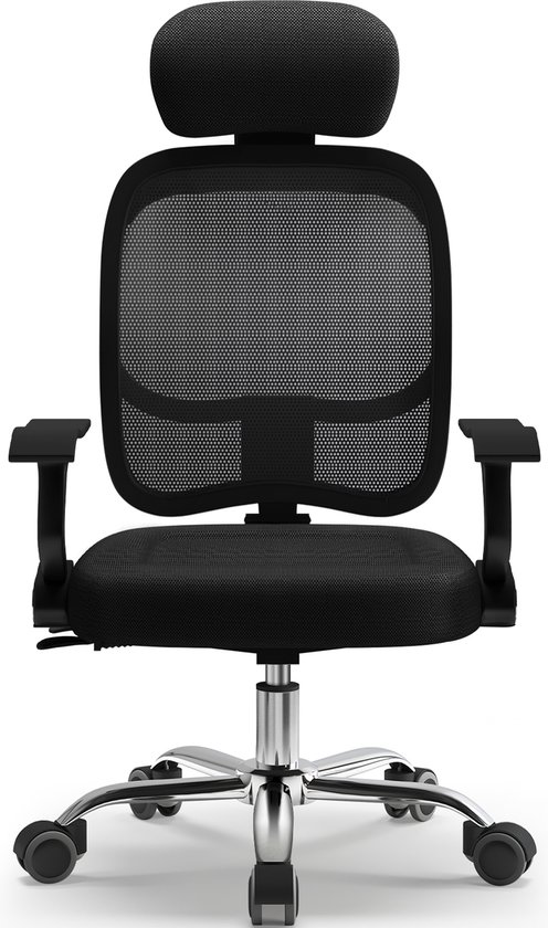 Ergonomische Bureaustoel - Bureaustoel - Bureaustoelen voor Volwassenen - voor 155-175 cm - 130 kg Max Belasting - Zwart