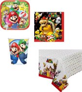 Amscan – Super Mario – Feestpakket – Tafelkleed – Bordjes – Bekers – Servetten – Versiering - Kinderfeest.