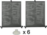 Rolgordijn zonnescherm met zuignappen 2 x 50 cm zwart, PVC