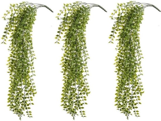 3x Kantoor UV kunstplanten groene ficus hangplant/tak 80 cm - Nepplanten/neptakken - Ficus klimop
