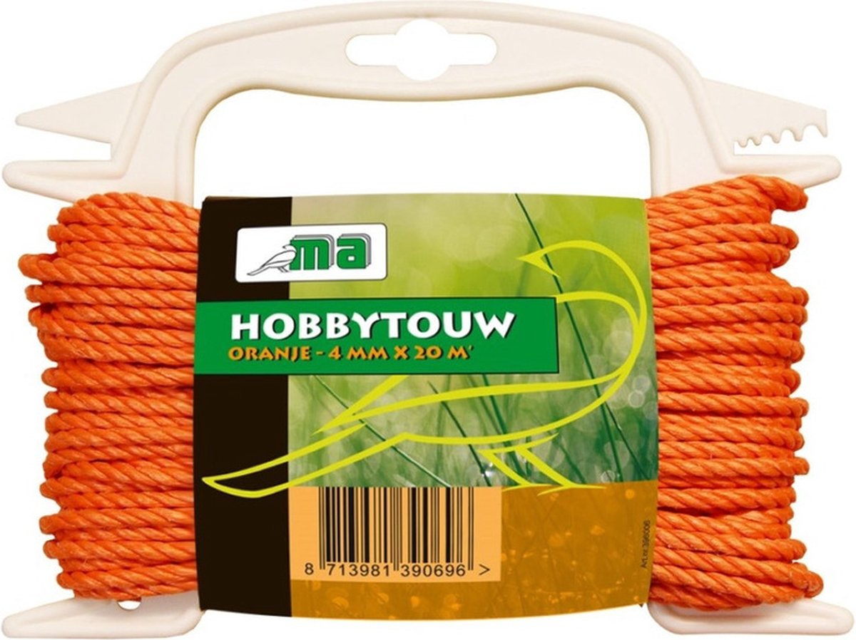 Oranje touw/draad 4 mm x 20 meter - Hobby/klus touw gedraaid - Dik en stevig touw voor binnen en buiten gebruik - Merkloos