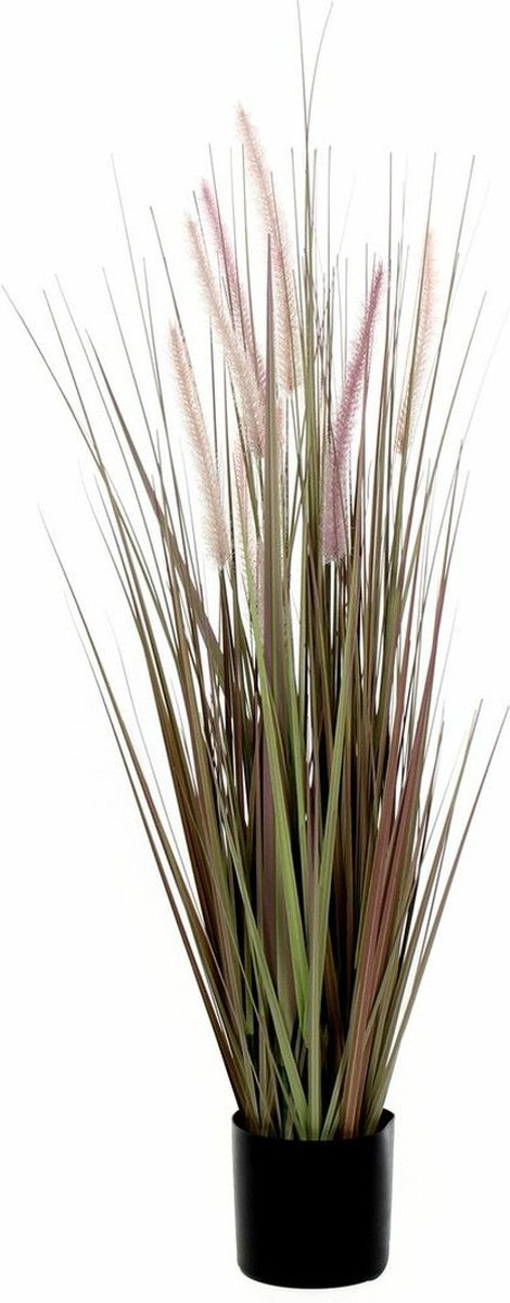 Mica Decorations Paarse Dogtail/siergras kunstplant 90 cm in zwarte pot - Kunstplanten/nepplanten